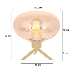 Tischleuchte REFLEXION, � 22cm, E27, IP20, mit Schnurschalter, Rauchglas teilverspiegelt, messing