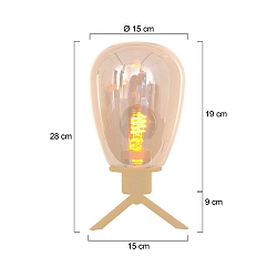Tischleuchte REFLEXION, � 15cm, E27, IP20, mit Schnurschalter, auchglas teilverspiegelt, messing