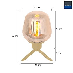 table lamp REFLEXION 1 flame E27 IP20, brass dimmable