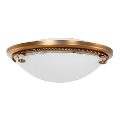 Deckenleuchte CEILING AND WALL 2785BR, IP20, � 29cm, E27, mit Zierring in Flechtoptik, bronze / Glas wei� matt