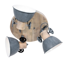 Mexlite Spot GEARWOOD, 3 flames, grey