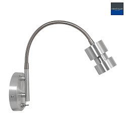 wall luminaire NATASJA with switch, with flex arm GU10 IP20, steel brushed dimmable