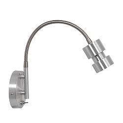 Wandstrahler NATASJA, GU10, mit Flexarm + Schalter an Wandplatte, stahl geb�rstet