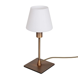 Tischleuchte ANCILLA, 33cm, mit kurzem Schirm, E14, mit Touch-Dimmer, bronze geb�rstet / Opalglas wei�