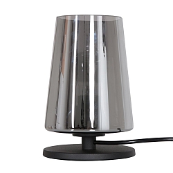 Tischleuchte ANCILLA, konisch, � 14.5cm, E27, mit Touch-Dimmer, schwarz matt / Rauchglas