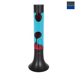 Lavalampe VOLCANO, zylindrisch, inkl. E14, 30W 2700K 200lm, Wasser blau / Lava rot, mit Schnurschalter, schwarz matt