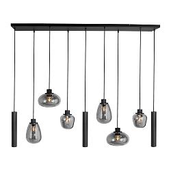 LED Pendelleuchte REFLEXION, 9-flammig, GU10 + E27, 4,9W, IP20, dimmbar, schwarz matt