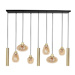 LED Pendelleuchte REFLEXION, 9-flammig, GU10 + E27, 4,9W, IP20, dimmbar, messing