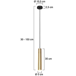 Pendelleuchte TUBEL inkl. 1 x GU10 , 4,9W, 2200-2700K, 480lm, IP20, CRI>80, dimmbar, messing