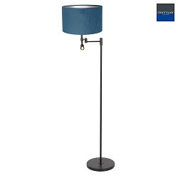 Stehleuchte STANG, E27 + LED-Lesespot (3W 2900K 300lm), mit Schalter + zylindrischem Schirm, schwarz matt, Velours blau