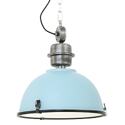Pendelleuchte BIKKEL, � 42cm, E27 max. 60W, Abdeckung satiniert / Metall-schirm, dunkelblau