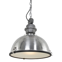 Pendelleuchte BIKKEL, � 42cm, E27 max. 60W, Abdeckung satiniert / Metall-schirm, stahl poliert