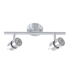 Aufbau-Strahlerleiste NATASJA, 2-flammig, inkl. 2x GU10 LED 7W 2200-2700K 480lm (D2W), dreh- und neigbar, stahl geb�rstet