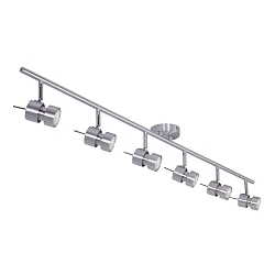 spotlight bar NATASJA 6 flames, long, Dim-To-Warm, adjustable GU10 IP20, steel brushed dimmable