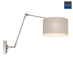 wall luminaire PRESTIGE CHIC cylindrical, with switch, with shade, with jointed arm, with plug E27 IP20, steel brushed dimmable