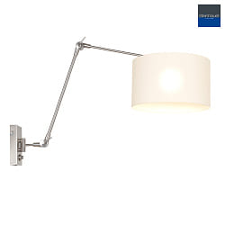 wall luminaire PRESTIGE CHIC cylindrical, with switch, with shade, with jointed arm, with plug E27 IP20, steel brushed dimmable