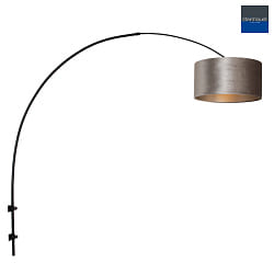 Wandleuchte / Bogenleuchte SPARKLED LIGHT, E27, mit Schnurschalter + zylindrischem Schirm, schwarz matt / Velours silber