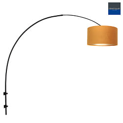 Wandleuchte / Bogenleuchte SPARKLED LIGHT, E27, mit Schnurschalter + zylindrischem Schirm, schwarz matt / Velours sandgold