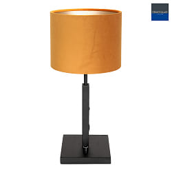 Tischleuchte STANG, Up, 40cm, E27, Dreh-Dimmer + zylindrischem Schirm , schwarz matt, Velours sandgold
