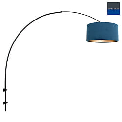 Wandleuchte / Bogenleuchte SPARKLED LIGHT, E27, mit Schnurschalter + zylindrischem Schirm, schwarz matt / Velours blau
