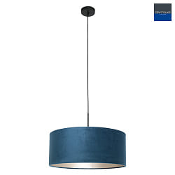Pendelleuchte SPARKLED LIGHT,  50cm, E27, mit zylindrischem Schirm, schwarz matt / Velours blau