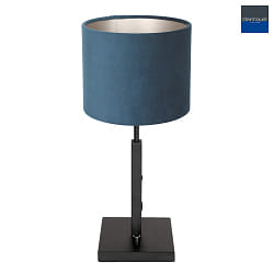 Tischleuchte STANG, Up, 40cm, E27, Dreh-Dimmer + zylindrischem Schirm , schwarz matt, Velours blau