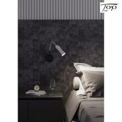 wall luminaire NEO! FLEX HOTEL I (MV) with flex arm, focusable IP20, aluminium, black matt, silver dimmable