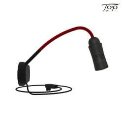 wall luminaire NEO! FLEX HOTEL II (LV) with flex arm, with plug, switchable, focusable IP20, red, black matt dimmable