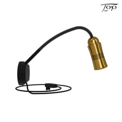 wall luminaire NEO! FLEX HOTEL II (LV) with flex arm, with plug, switchable, focusable IP20, brass, black matt dimmable