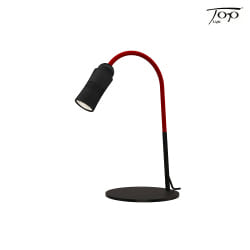 table lamp NEO! TABLE (LV) with flex arm, focusable IP20, red, black matt dimmable