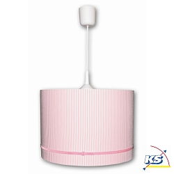 Pendant luminaire Stripes, pink / white with velvet ribbon