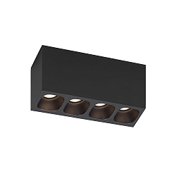 LED Ceiling luminaire PIRRO 4.0, 4 spots, 4x 4.5W 3000K, CRi >90, dimmable, black