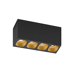 LED Ceiling luminaire PIRRO 4.0, 4 spots, 4x 4.5W 2700K, CRi >90, dimmable, black gold