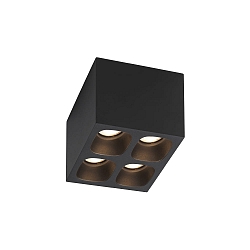 LED Ceiling luminaire PIRRO 4.1, 4 spots square, 4x 4.5W 3000K, CRi >90, dimmable, black