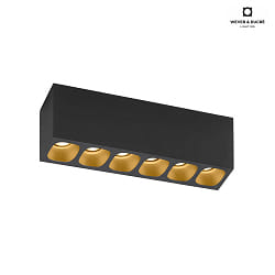 LED Ceiling luminaire PIRRO 6.0, 6 spots, 6x 4.5W 2700K, CRi >90, dimmable, black gold