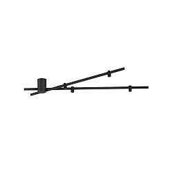 ceiling luminaire TRACE SPIN 1.0 down, 4 flames, with jointed arm IP20, mat, deep black dimmable