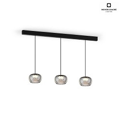 LED Design Pendant luminaire WETRO 1.0,  15cm, 11W 1850-2800K, CRi >90, dimmable, glass, honeycomb smoky