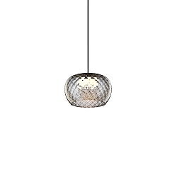 LED Design-Pendelleuchte WETRO 1.0, � 15cm, 1-flammig, 11W 1850-2800K, CRi >90, dim-to-warm, Glas, Wabenmuster rauchig