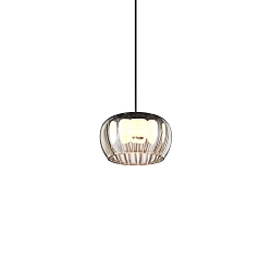LED Design-Pendelleuchte WETRO 1.0, � 15cm, 1-flammig, 11W 1850-2800K, CRi >90, dim-to-warm, Glas, Streifenmuster rauchig