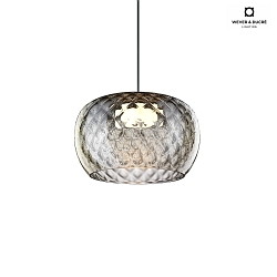 LED Design Pendant luminaire WETRO 3.0,  30cm, 11W 1850-2800K, CRi >90, dimmable, glass, honeycomb smoky