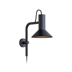 Wall luminaire ROOMOR 3.0 PAR16, 58cm, GU10, with cord switch, deep black, with shade 1.0
