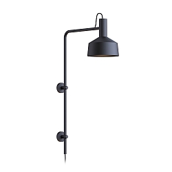 Wandleuchte ROOMOR WALL 4.2 - PAR16, GU10, Kabel mit Anschlussdose, Schirm � 25cm, drehbar, tiefschwarz, matt