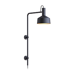 Wandleuchte ROOMOR WALL 4.2 - PAR16, GU10, Kabel mit Anschlussdose, Schirm � 25cm, drehbar, tiefschwarz / gold