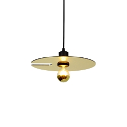 Pendant luminaire MIRRO 1.0, length 250cm / mirror � 30cm, E27 (excl.), black gold