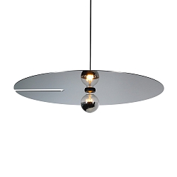 Pendant luminaire MIRRO 3.0, length 600cm / mirror � 75cm, E27 (excl.), black chrome