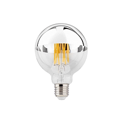 LED Filamentlampe Globe G95 LED 2700K SILVER MIRROR 5.6W E27 220-240VAC DIM CRI90, klar, silber