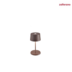 battery table lamp OLIVIA MINI TAVOLO PRO IP65, rust, lacquered dimmable