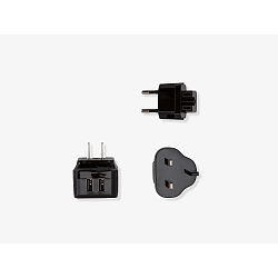 Ladeger�t mit 2x USB-A Anschl�ssen und 1x Stecker f�r EU/USA/UK, IP20, schwarz