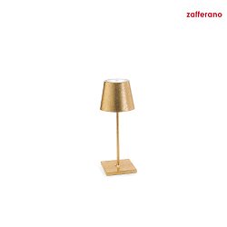 LED Battery Table lamp POLDINA PRO MINI, IP54, 30cm, with touch dimmer, gold