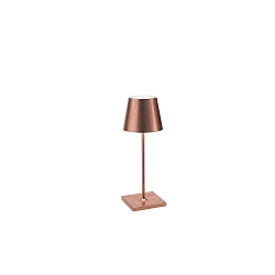 LED Battery Table lamp POLDINA PRO MINI, IP54, 30cm, with touch dimmer, copper